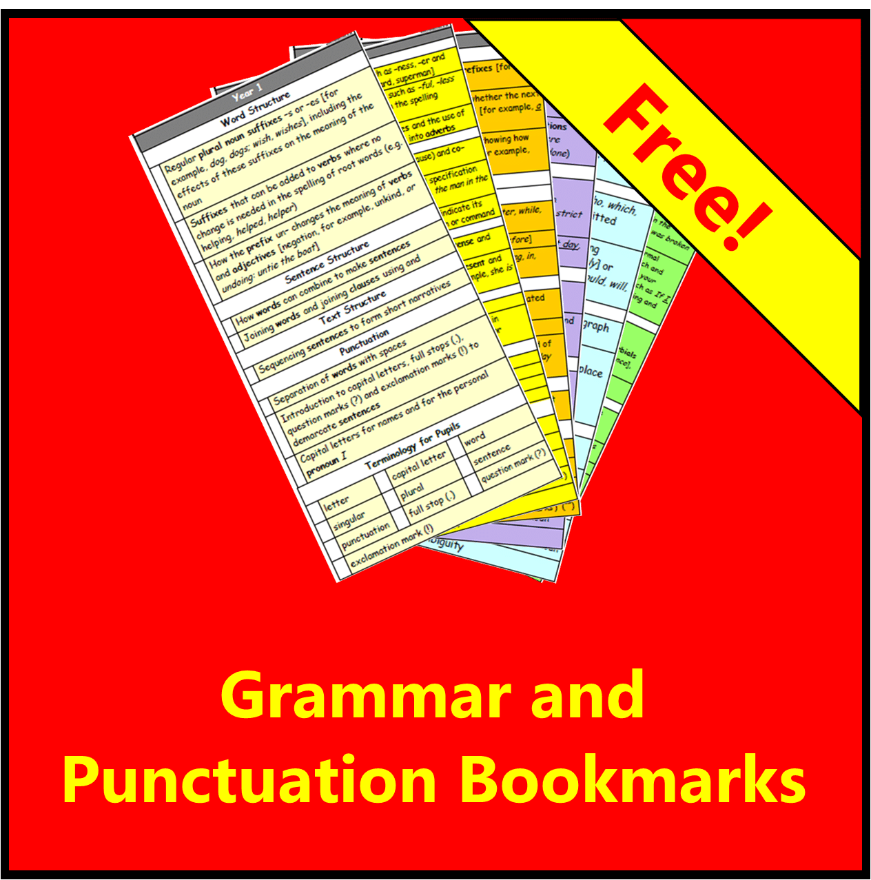 Curriculum Assessment Bookmarks - Grammar and Punctuation