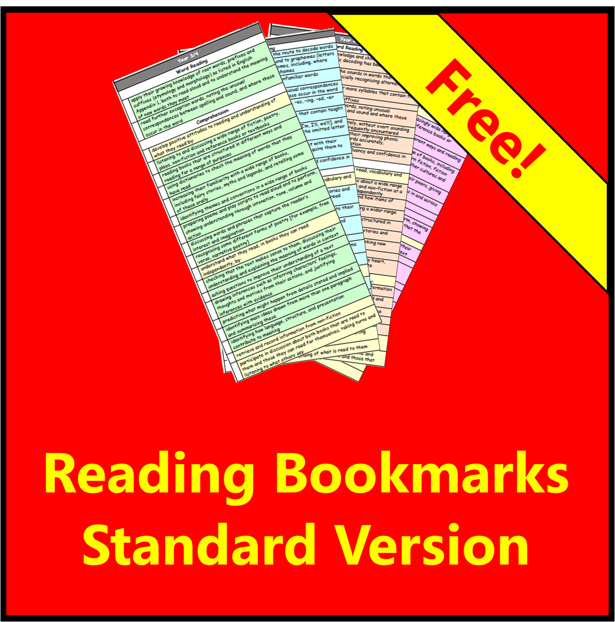 Curriculum Assessment Bookmarks - Reading (Standard)